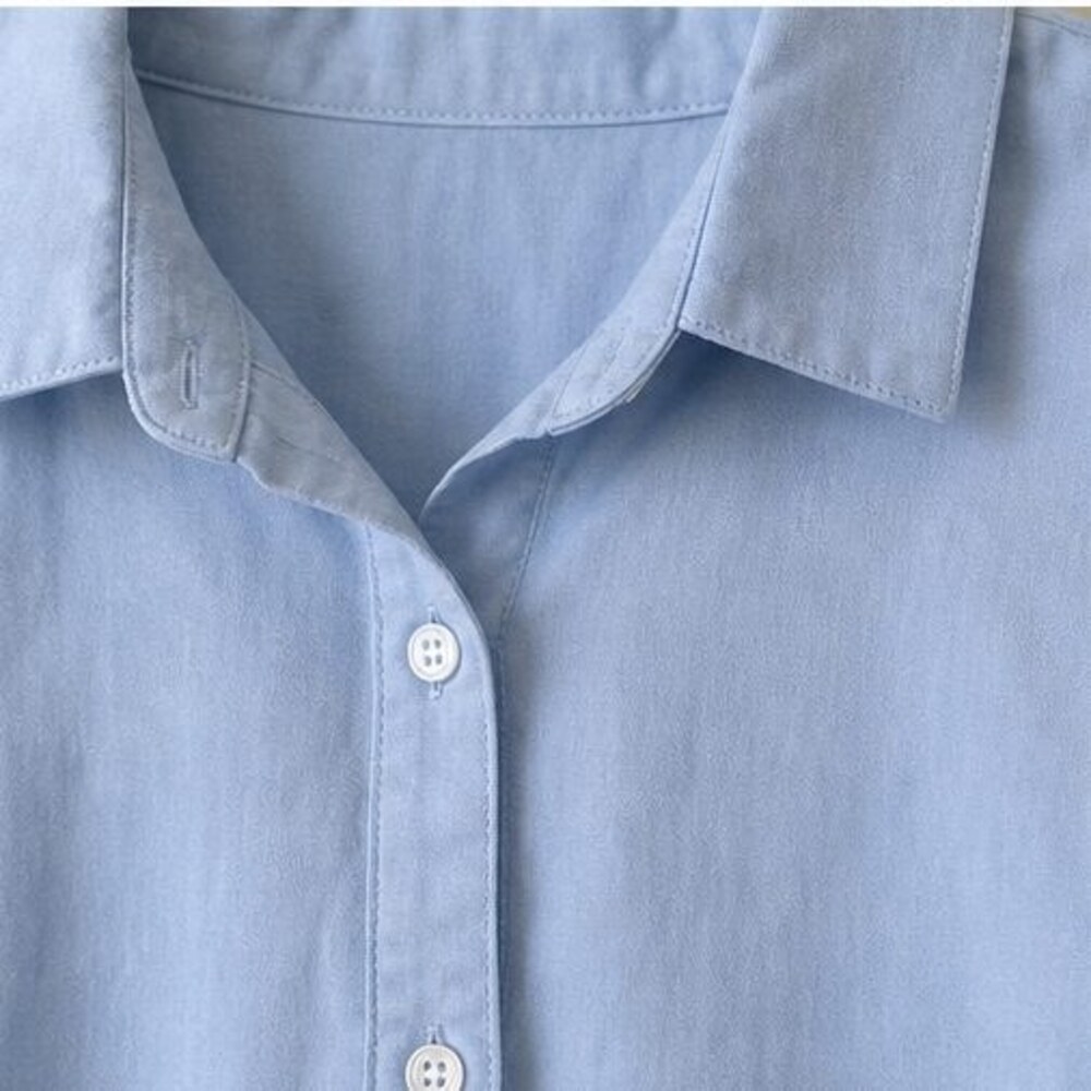 Blue Pleated Blouse - Picture 4 of 6
